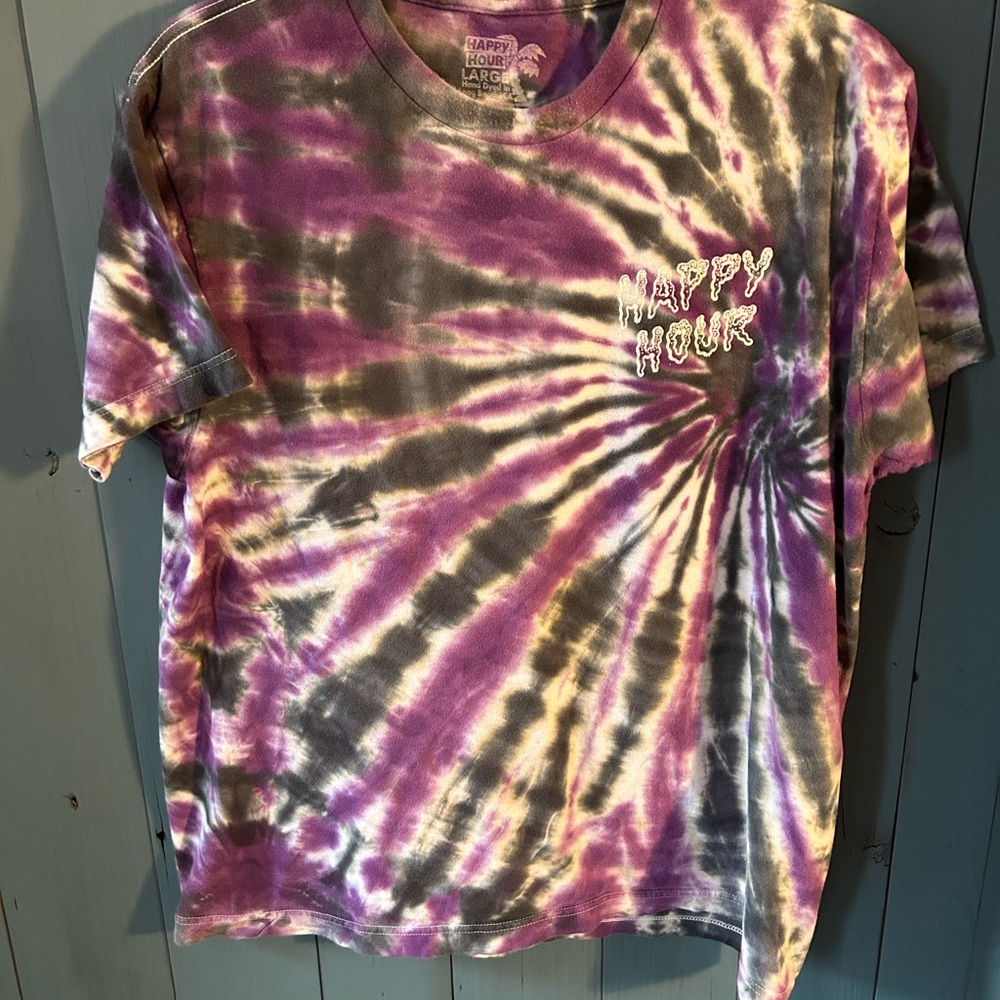 Men's Tie-Dye T-Shirt - Purple and White “Happy Hour” | Large